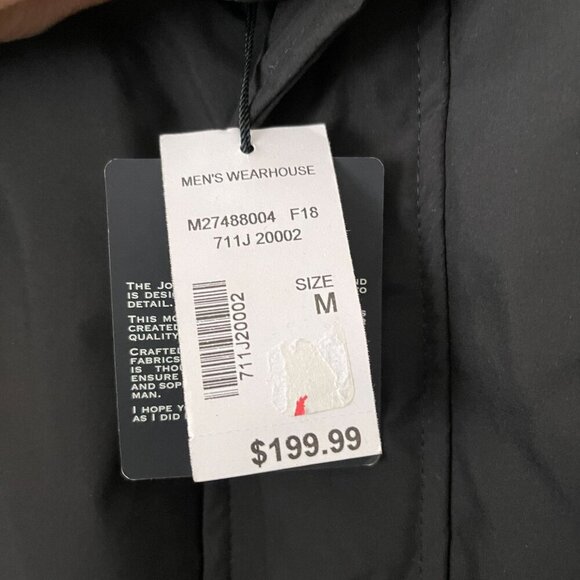 Joseph Abboud Size M Black Filled Lined Coat Detachable Inner Layer Zip Snap - Picture 3 of 9